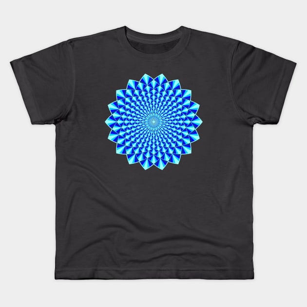 Blue Mandala with 3D Effect Kids T-Shirt by MandalaSoul